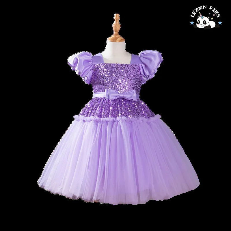 LEZONKIDS - More Popular in 2024 Sequined Puff Princess Dress Puff Sleeve Children's Dance Princess Dress